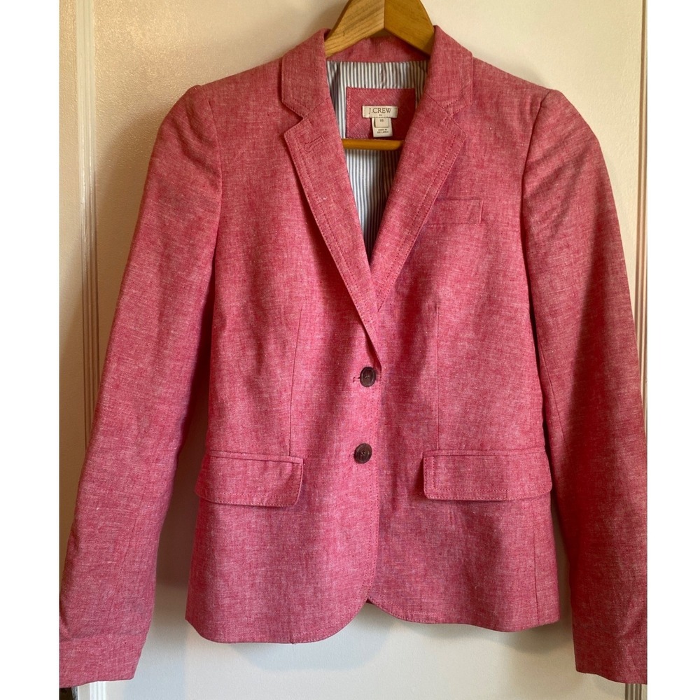 J.Crew Regent Blazer Pink Linen Cotton Blend Two Button Jacket G2497 Mens 00